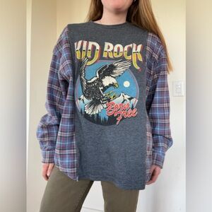 Kid Rock grey flannel upcycled reworked shirt